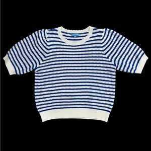 Draper James Blue and White Striped Crewneck Sweater - size XL